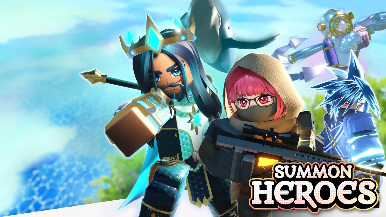 Summon Heroes banner art with several heroes