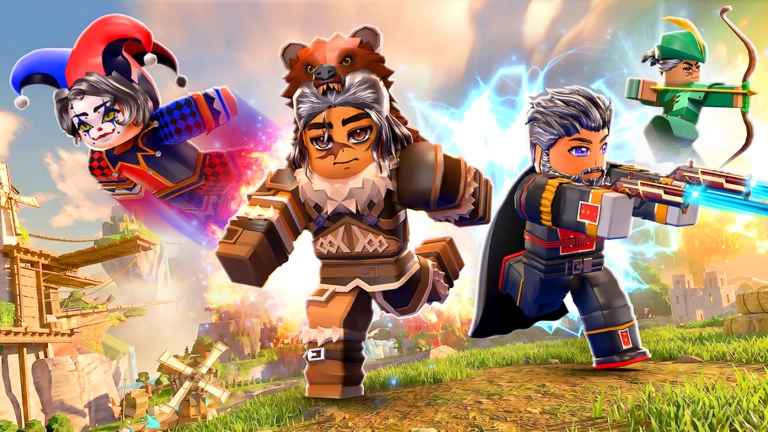 Jester and three other heroes in a promotional team lineup